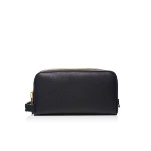 Carteras Pequeñas Tom Ford Soft Grain Cuero Buckley Double Zip Dopp Kit Hombre Negras | 267-RUJBZA