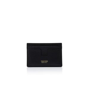 Carteras Pequeñas Tom Ford Soft Grain Cuero Cardholder Hombre Negras | 367-KXENBI