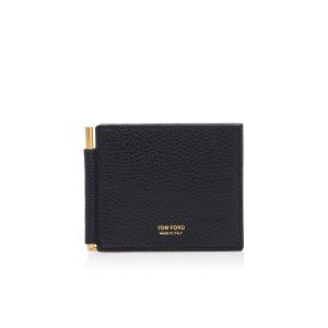 Carteras Pequeñas Tom Ford Soft Grain Cuero Money Clip Wallet Hombre Negras | 925-RAMSVX