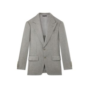 Chaquetas Tom Ford Cashmere Twill Shelton Hombre Gris Claro | 298-XCWKVB