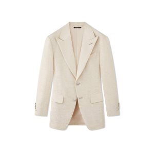 Chaquetas Tom Ford Metallic Slub Moire Atticus Hombre Creme Blancas | 928-YFXHVM