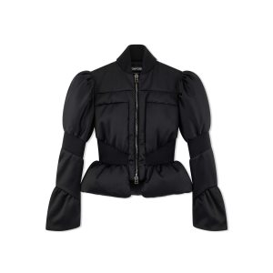 Chaquetas Tom Ford Shine Tailoring Down Filled Peplum Mujer Negras | 903-WCUXVT