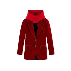 Chaquetas Tom Ford Viscose Velvet Encapuchado Mujer Rojas | 497-QDPTXZ