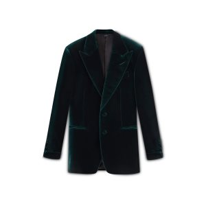 Chaquetas Tom Ford Viscose Velvet Shelton Cocktail Hombre Verde Oscuro | 078-VZLPRK