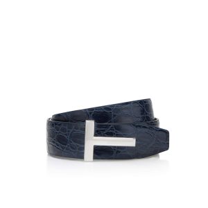 Cinturones Tom Ford Crocodile Icon Hombre Azul Marino | 108-QVGJLA
