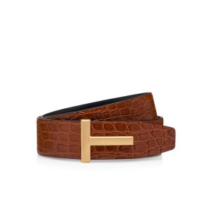 Cinturones Tom Ford Crocodile T Icon Hombre Marrones | 295-VNGDOF