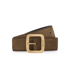 Cinturones Tom Ford Gamuza Square Hombre Nut | 519-VREZQB