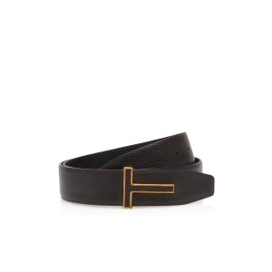 Cinturones Tom Ford Grain Cuero Insert Hebilla T Hombre Marrones Oscuro | 518-JAXQNO