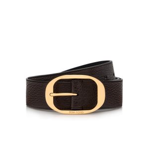 Cinturones Tom Ford Grain Cuero Oval Hombre Chocolate | 140-SXQTPV