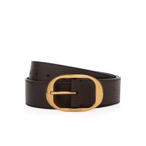 Cinturones Tom Ford Grain Cuero Oval Hombre Chocolate | 497-EXGRAV
