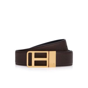 Cinturones Tom Ford Small Grain Cuero Reversible Framed T Hombre Marrones Negras | 201-OQSTFL