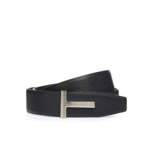Cinturones Tom Ford Soft Grain Cuero Ridge T Hombre Azul Marino Negras | 165-PQJKTU