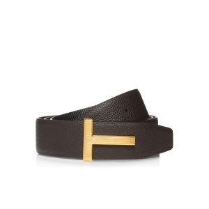 Cinturones Tom Ford Soft Grain Cuero Ridge T Hombre Marrones Negras | 467-PBTJEL
