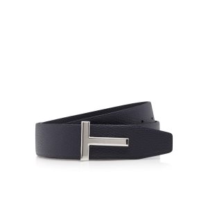 Cinturones Tom Ford Soft Grain Cuero T Icon Hombre Azul Marino Negras | 608-YULPGQ