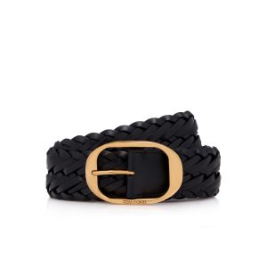 Cinturones Tom Ford Woven Cuero Oval Hombre Negras | 543-RPZFKY