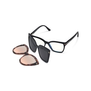 Gafas de Sol Tom Ford Double Clip On Blue Block Opticals Mujer Negras | 793-YTMSQC