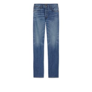 Jeans Tom Ford Anchos Leg Japanese Selvedge Stretch Hombre Azules | 471-KHJGDV
