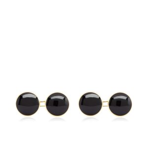 Joyería Tom Ford Onyx Round Cufflinks Hombre Doradas Negras | 687-SILHWR