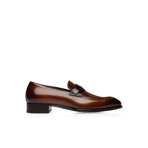 Loafers Tom Ford Burnished Cuero Elkan Twisted Band Hombre Mink | 049-OIYZVG