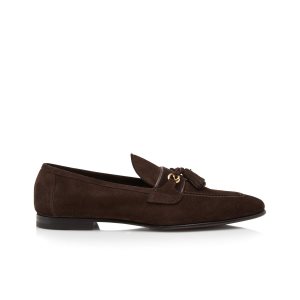 Loafers Tom Ford Gamuza Sean Tassel Hombre Cigar | 925-UAWPMT