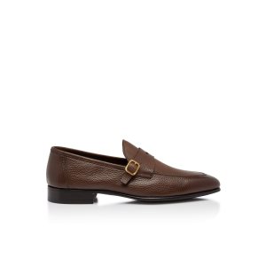 Loafers Tom Ford Grain Cuero Dover Hombre Marrones | 157-DALGZF