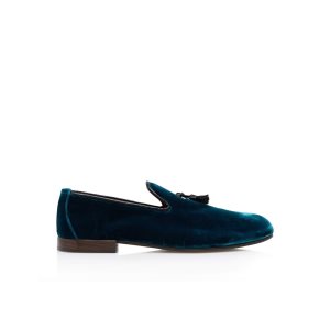 Loafers Tom Ford Velvet Nicolas Pantuflas Hombre Petrol | 091-VJKFHX