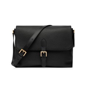 Maletín Tom Ford Grain Cuero Medium Messenger Hombre Negras | 974-OAUBQR