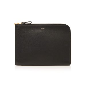 Maletín Tom Ford Soft Grain Cuero Zip Portfolio Hombre Negras | 126-WERQND