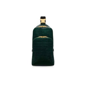Mochilas Tom Ford Glossy Printed Croc Cuero Sling Hombre Verde Oliva | 935-FUYRCZ