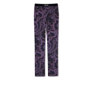 Pantalones De Pijama Tom Ford 70'S Paisley Floral Silk Hombre Moradas Oscuro | 849-BZWVUS