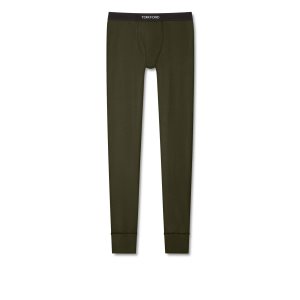 Pantalones De Pijama Tom Ford Algodon Hombre Marrones Verde Oliva | 210-BNORWU