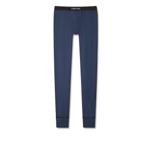 Pantalones De Pijama Tom Ford Algodon Hombre Azules Oscuro | 510-JLZTDF