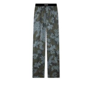 Pantalones De Pijama Tom Ford Dusty Hibiscus Silk Hombre Verde | 284-LWEBMI