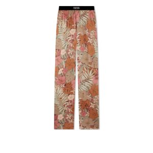 Pantalones De Pijama Tom Ford Dusty Hibiscus Silk Hombre Rosas Verde | 721-DXHQVR