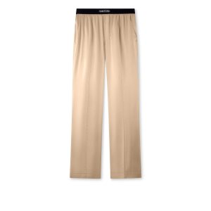 Pantalones De Pijama Tom Ford Silk Hombre Beige | 268-IEQYVW
