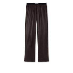 Pantalones De Pijama Tom Ford Silk Hombre Marrones Oscuro | 514-IHGTQV