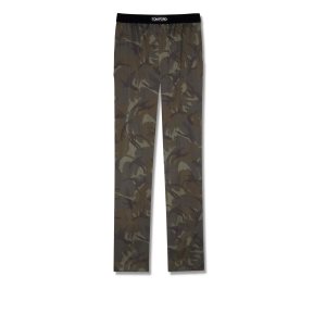 Pantalones De Pijama Tom Ford True Camo Silk Hombre Verde Oliva Oscuro | 657-OSWKPR