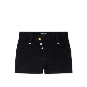 Pantalones Tom Ford Compact Denim Asymmetric Shorts Mujer Negras | 965-BQPIUY