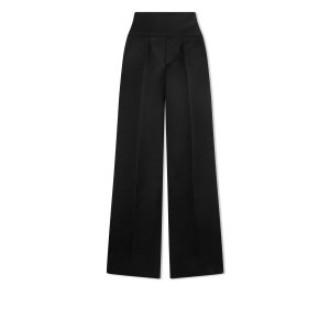 Pantalones Tom Ford Double Silk Duchesse Anchos Legs Mujer Negras | 360-KRDYBL