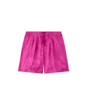 Pantalones Tom Ford Floral Viscose Jacquard Pleat Corta Hombre Magenta | 536-MAHCZN