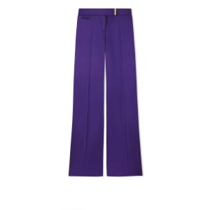 Pantalones Tom Ford Fluid Double-faced Satin Anchos Legs Mujer Moradas | 427-CTHOKB
