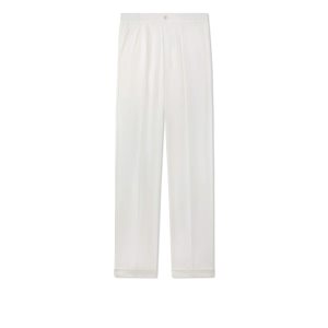 Pantalones Tom Ford Ligeros Lyocell Pleat Lounge Hombre Blancas | 673-NMHRZO