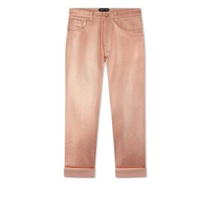 Pantalones Tom Ford Metallic Denim Boyfriends Mujer Beige | 294-RIQZMA
