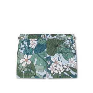 Pantalones Tom Ford Tropical Floral Print Swim Corta Hombre Verde Azules | 627-BZFSIC