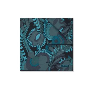 Pañuelos De Bolsillo Tom Ford 70'S Floral Silk Hombre Azul Marino | 918-POGJWR