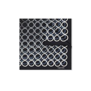 Pañuelos De Bolsillo Tom Ford Geometric Print Silk Hombre Negras | 549-IGYKBV