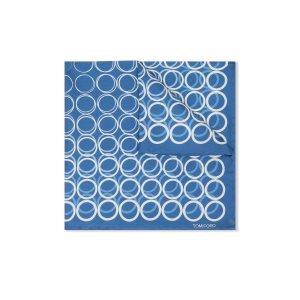 Pañuelos De Bolsillo Tom Ford Geometric Print Silk Hombre Azules Claro | 780-KRDGUJ