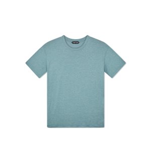 Prendas De Punto Tom Ford Algodon Blend Melange Crew Neck T-shirt Hombre Azules | 097-RULVYH