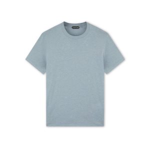 Prendas De Punto Tom Ford Algodon Blend Crew Neck T-shirt Hombre Azules | 701-KNLGHT