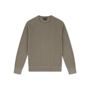 Prendas De Punto Tom Ford Algodon Silk Link Ribs Crew Neck Hombre Gris Marrones | 984-TUYCGW